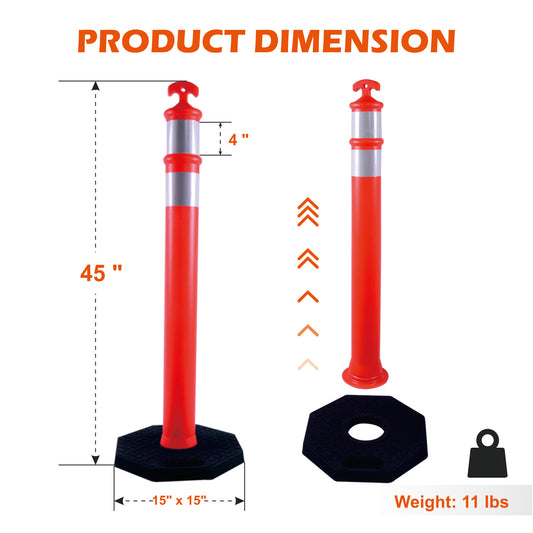 Delineator Post /Base with Reflecive Tape Product dimensions