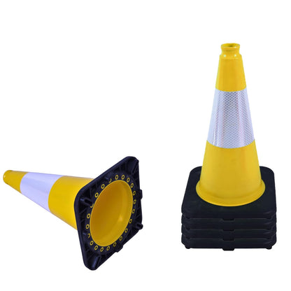 Flexible Black Base PVC Traffic Cone 12 - 36Inch with Reflective Collar