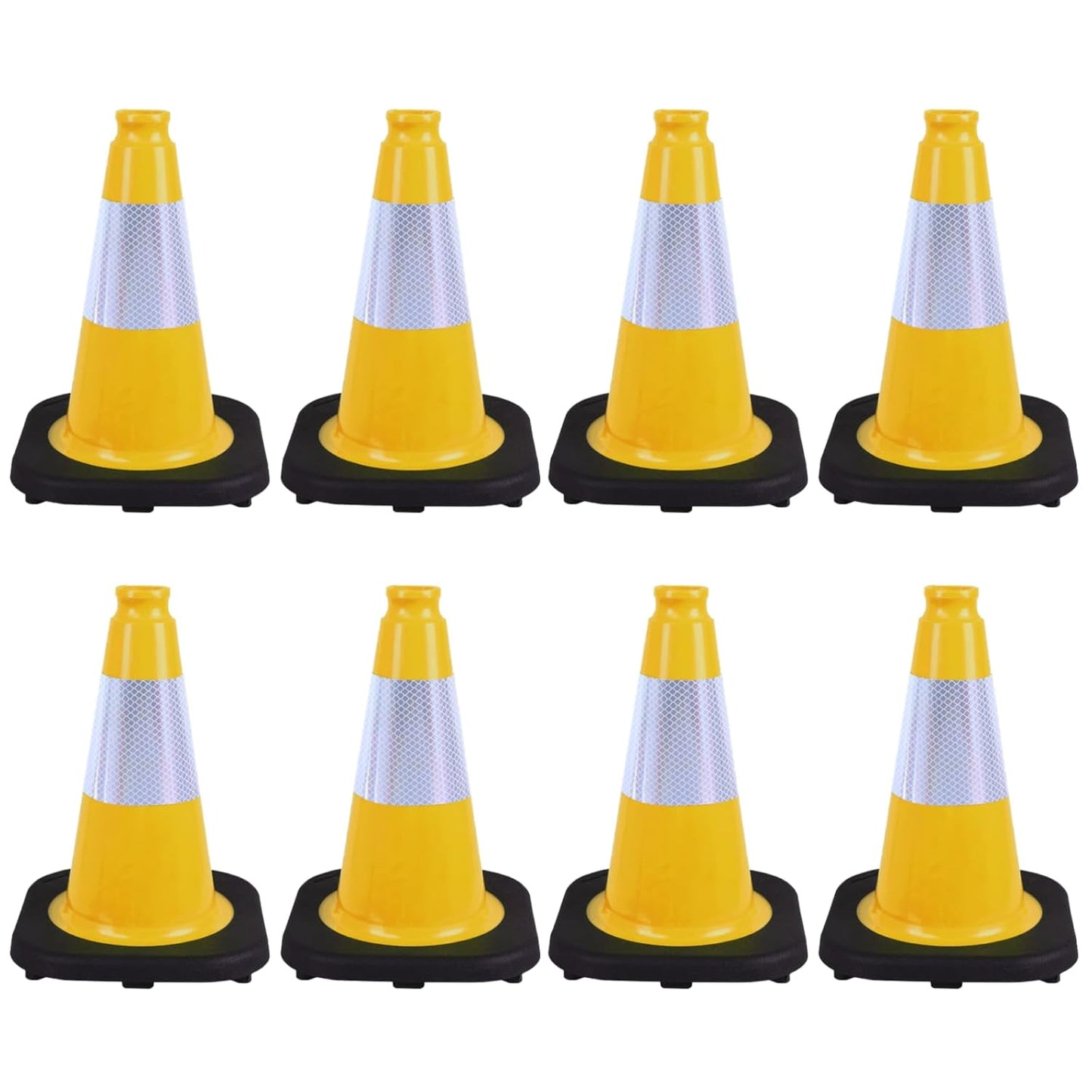 Flexible Black Base PVC Traffic Cone 12 - 36Inch with Reflective Collar