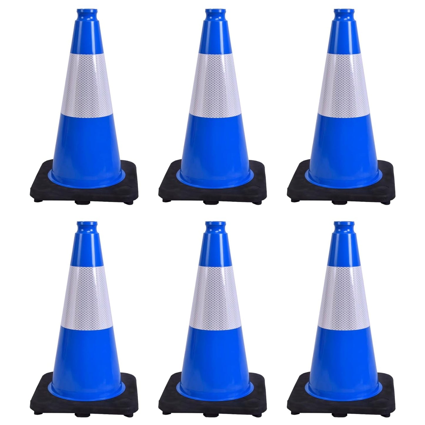 Flexible Black Base PVC Traffic Cone 12 - 36Inch with Reflective Collar