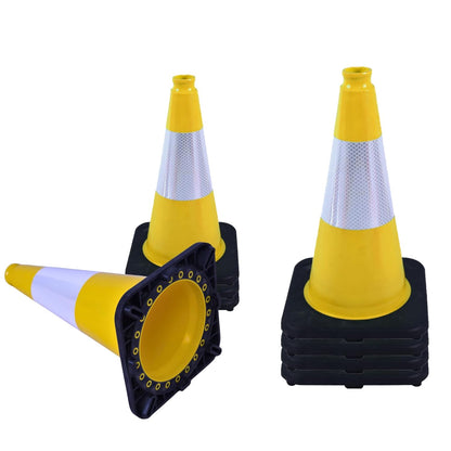 Flexible Black Base PVC Traffic Cone 12 - 36Inch with Reflective Collar