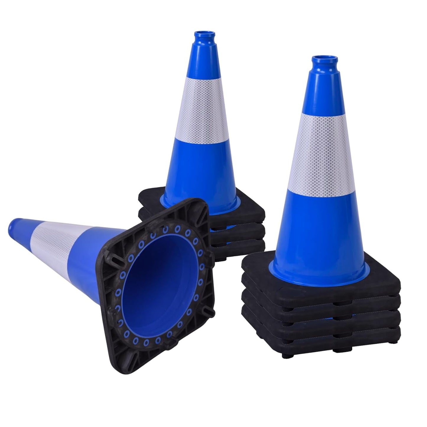 Flexible Black Base PVC Traffic Cone 12 - 36Inch with Reflective Collar
