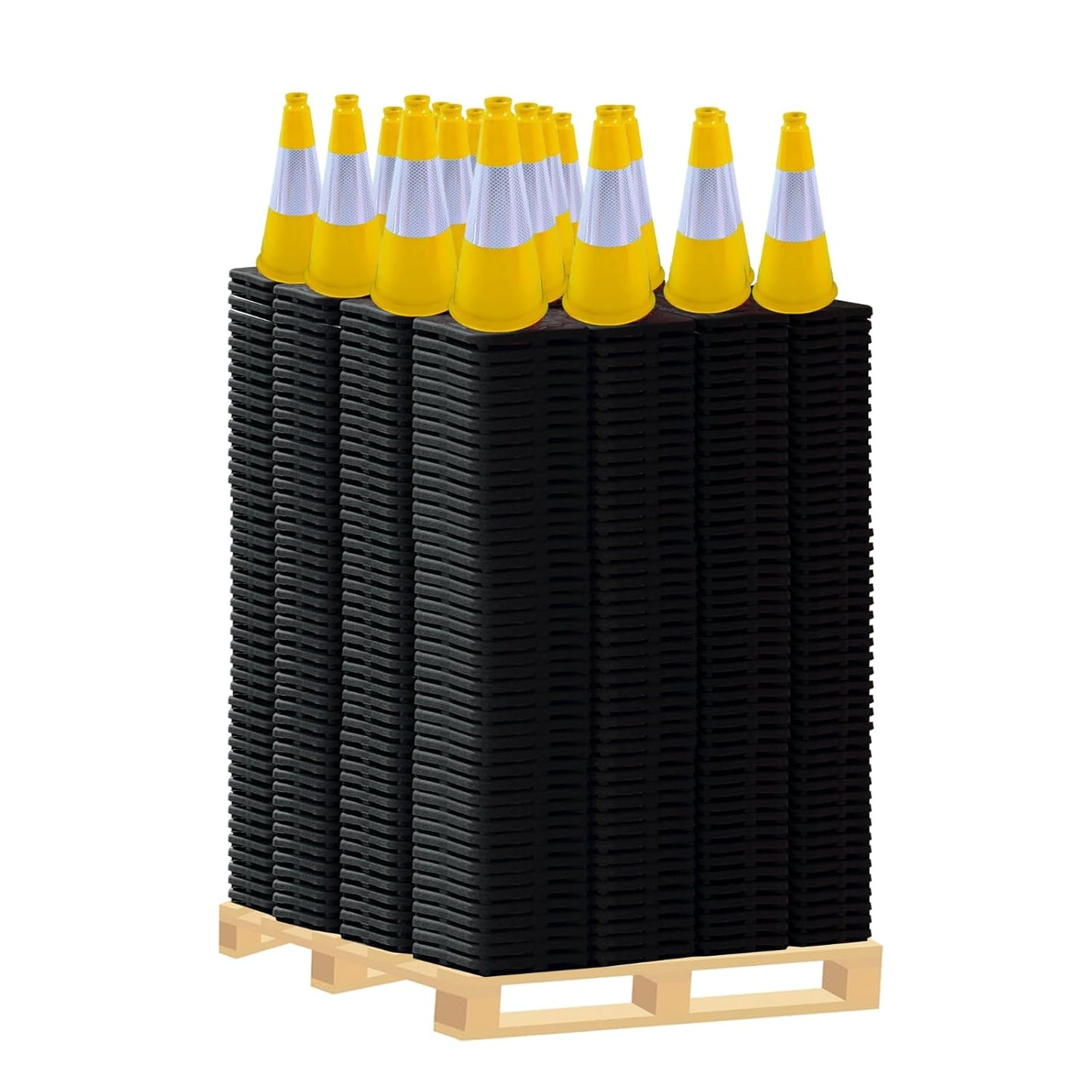 Flexible Black Base PVC Traffic Cone 12 - 36Inch with Reflective Collar