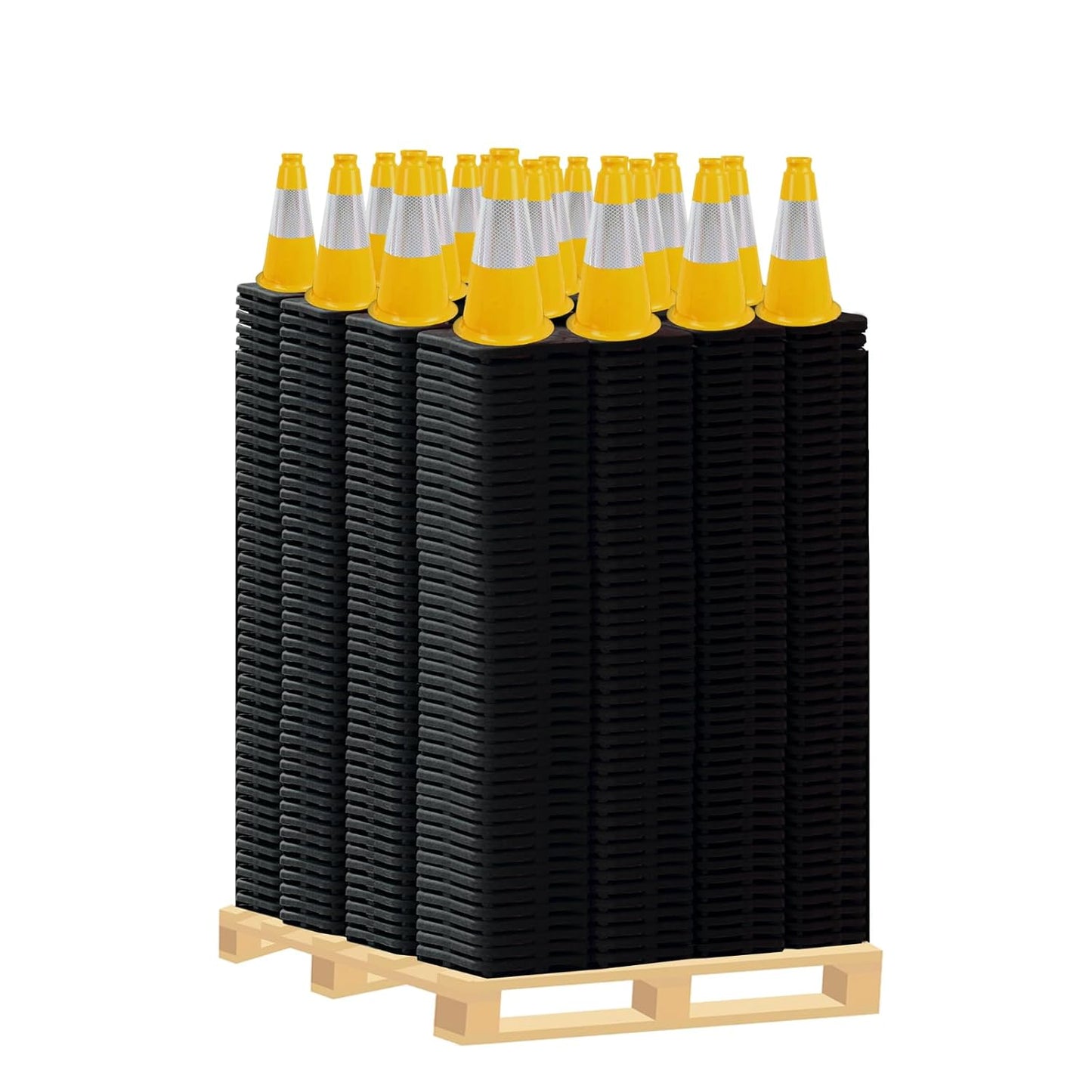 Flexible Black Base PVC Traffic Cone 12 - 36Inch with Reflective Collar