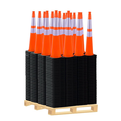 Flexible Black Base PVC Traffic Cone 12 - 36Inch with Reflective Collar