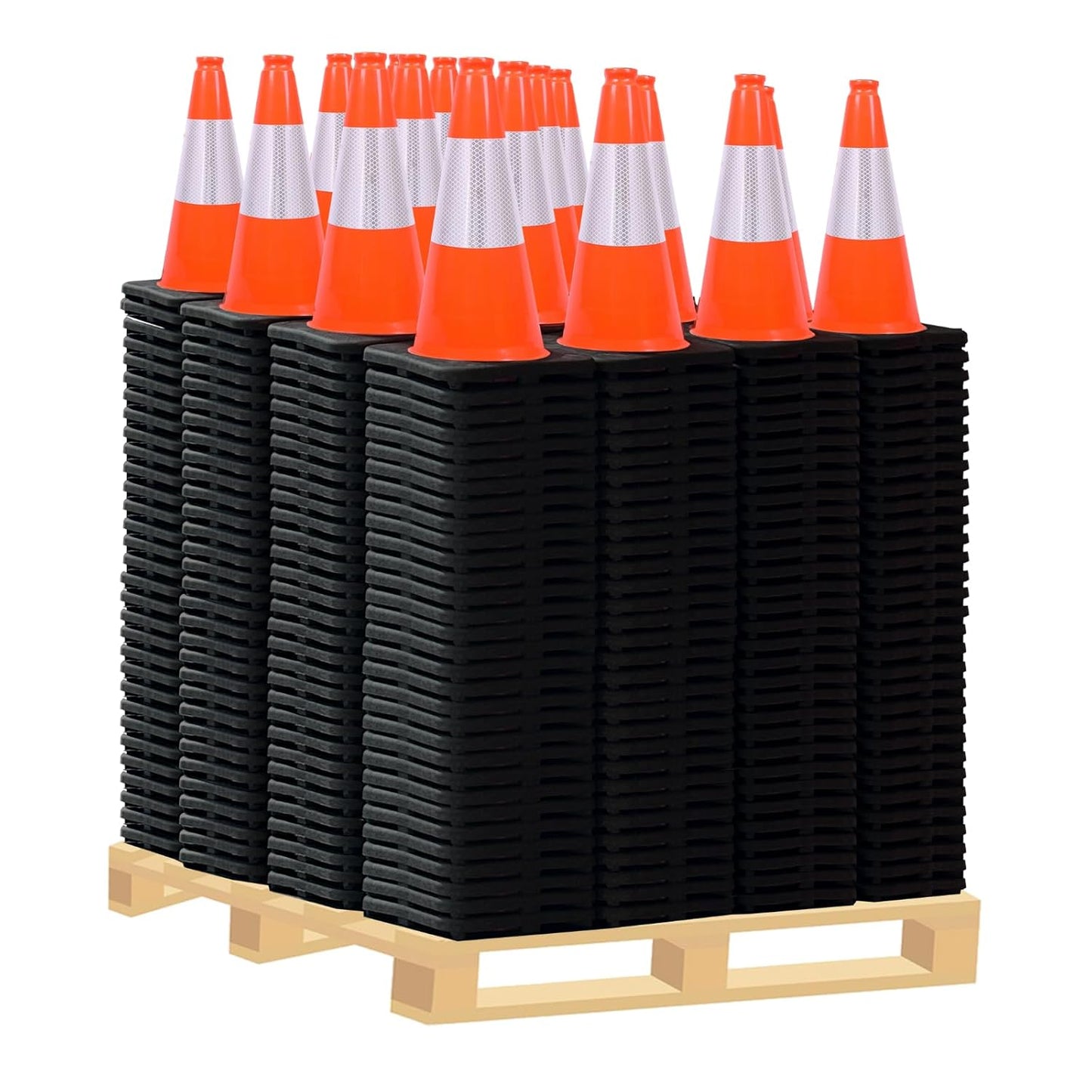 Flexible Black Base PVC Traffic Cone 12 - 36Inch with Reflective Collar