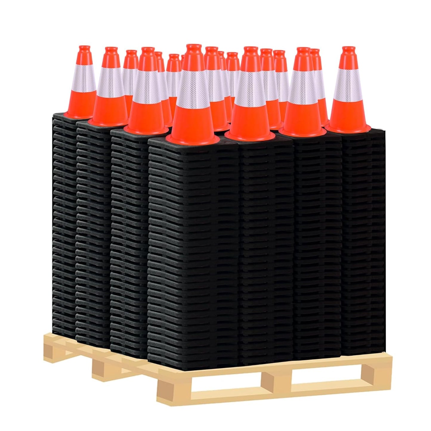 Flexible Black Base PVC Traffic Cone 12 - 36Inch with Reflective Collar