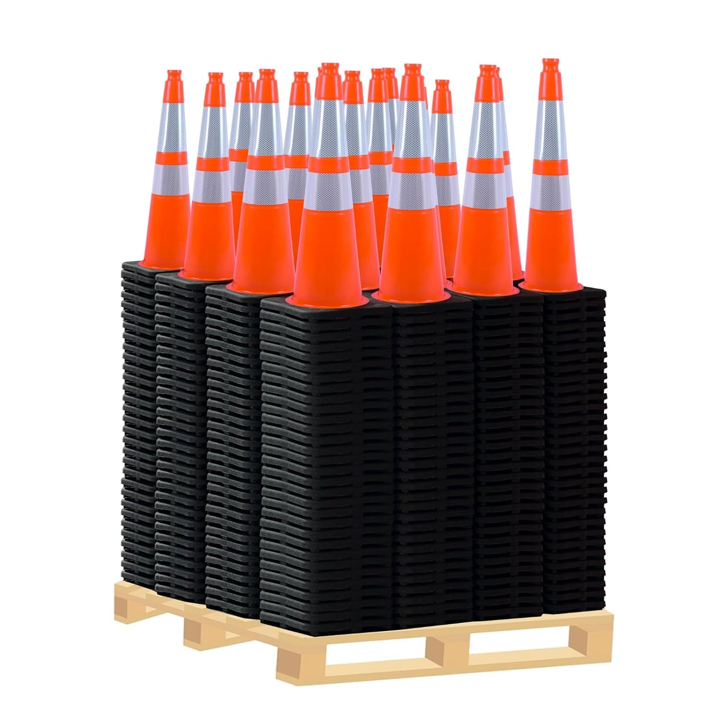 Flexible Black Base PVC Traffic Cone 12 - 36Inch with Reflective Collar