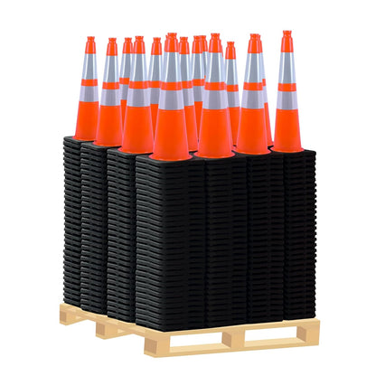 Flexible Black Base PVC Traffic Cone 12 - 36Inch with Reflective Collar