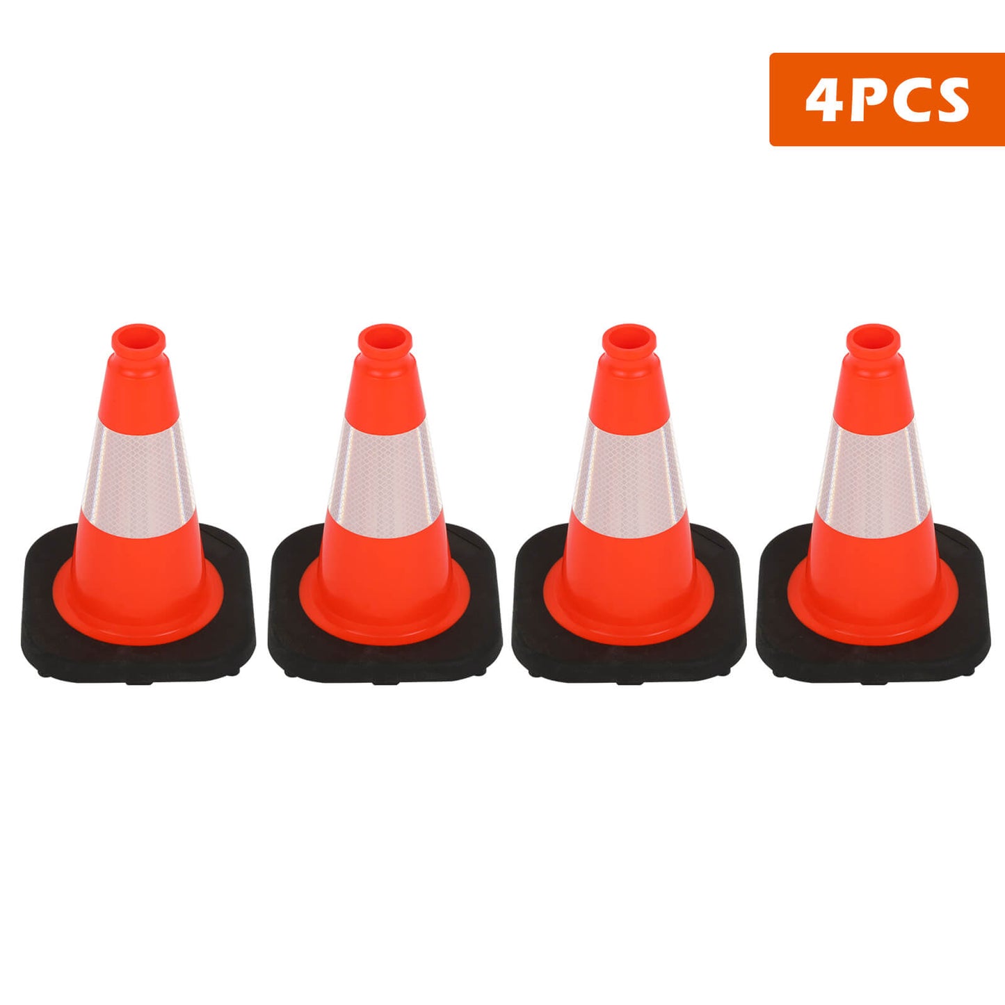 Flexible Black Base PVC Traffic Cone 12 - 36Inch with Reflective Collar