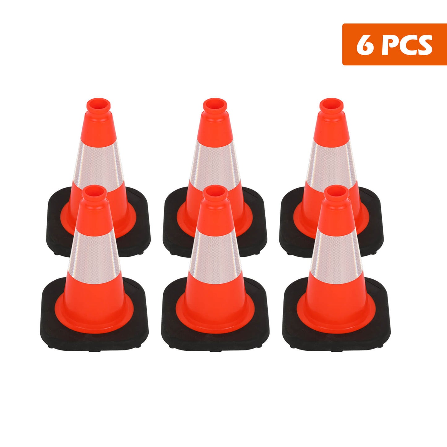 Flexible Black Base PVC Traffic Cone 12 - 36Inch with Reflective Collar