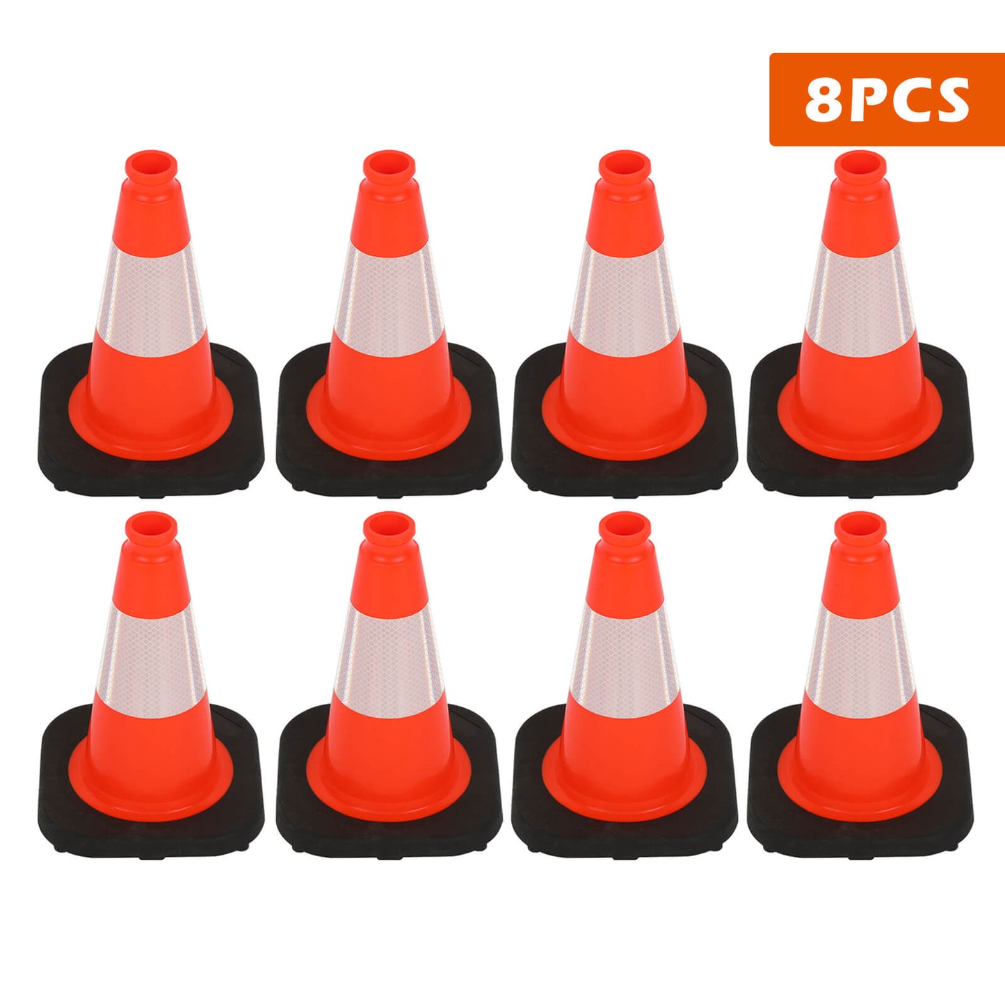 Flexible Black Base PVC Traffic Cone 12 - 36Inch with Reflective Collar