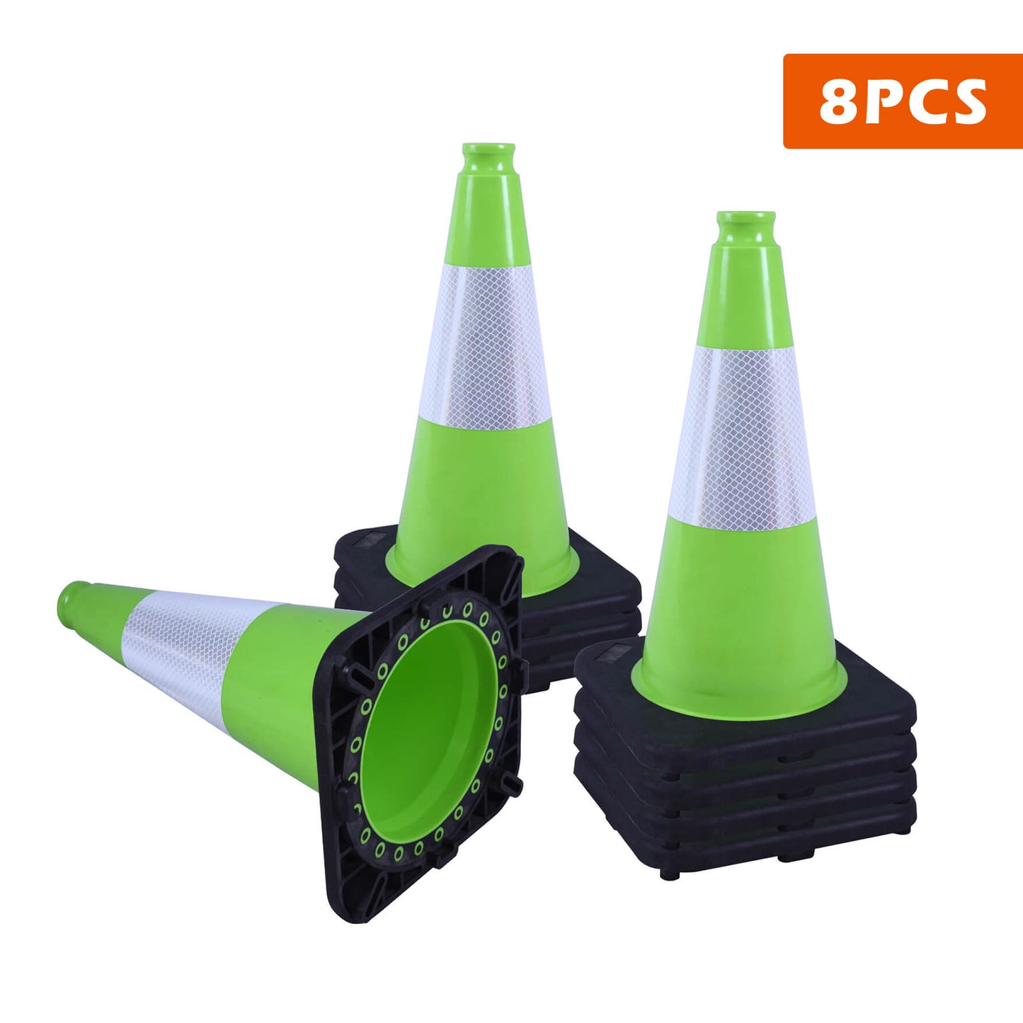 Flexible Black Base PVC Traffic Cone 12 - 36Inch with Reflective Collar