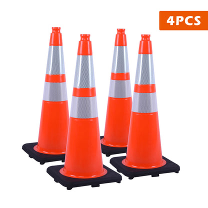 Flexible Black Base PVC Traffic Cone 12 - 36Inch with Reflective Collar