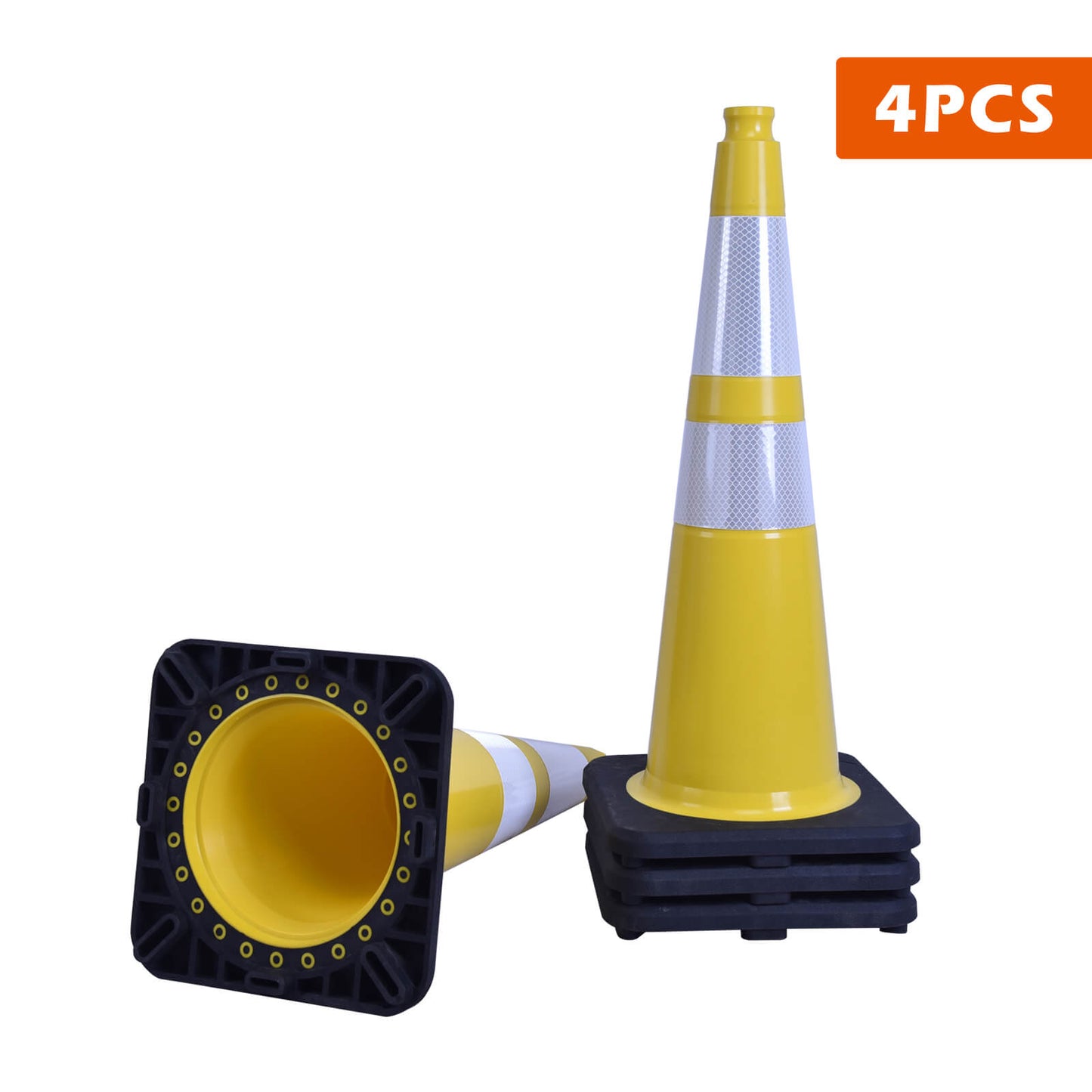 Flexible Black Base PVC Traffic Cone 12 - 36Inch with Reflective Collar