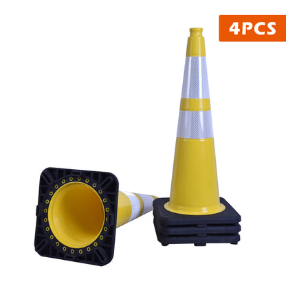 Flexible Black Base PVC Traffic Cone 12 - 36Inch with Reflective Collar