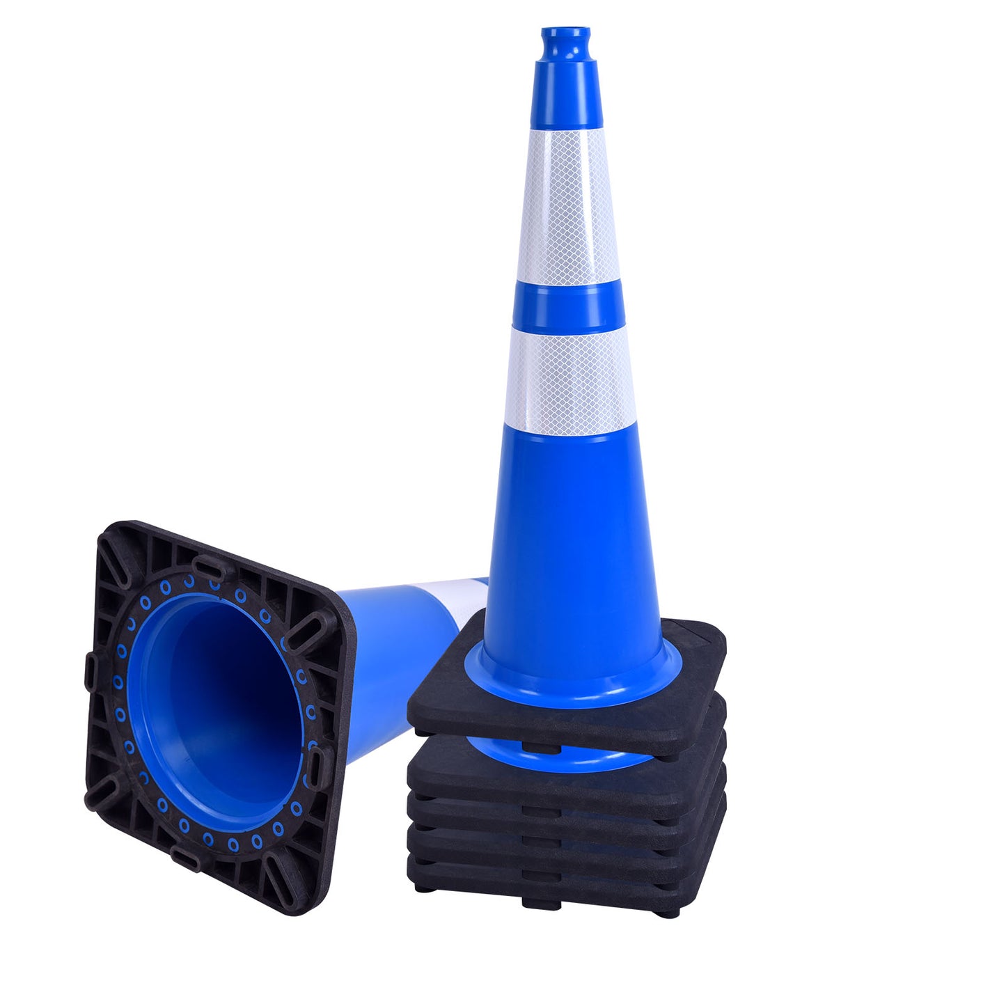 Flexible Black Base PVC Traffic Cone 12 - 36Inch with Reflective Collar