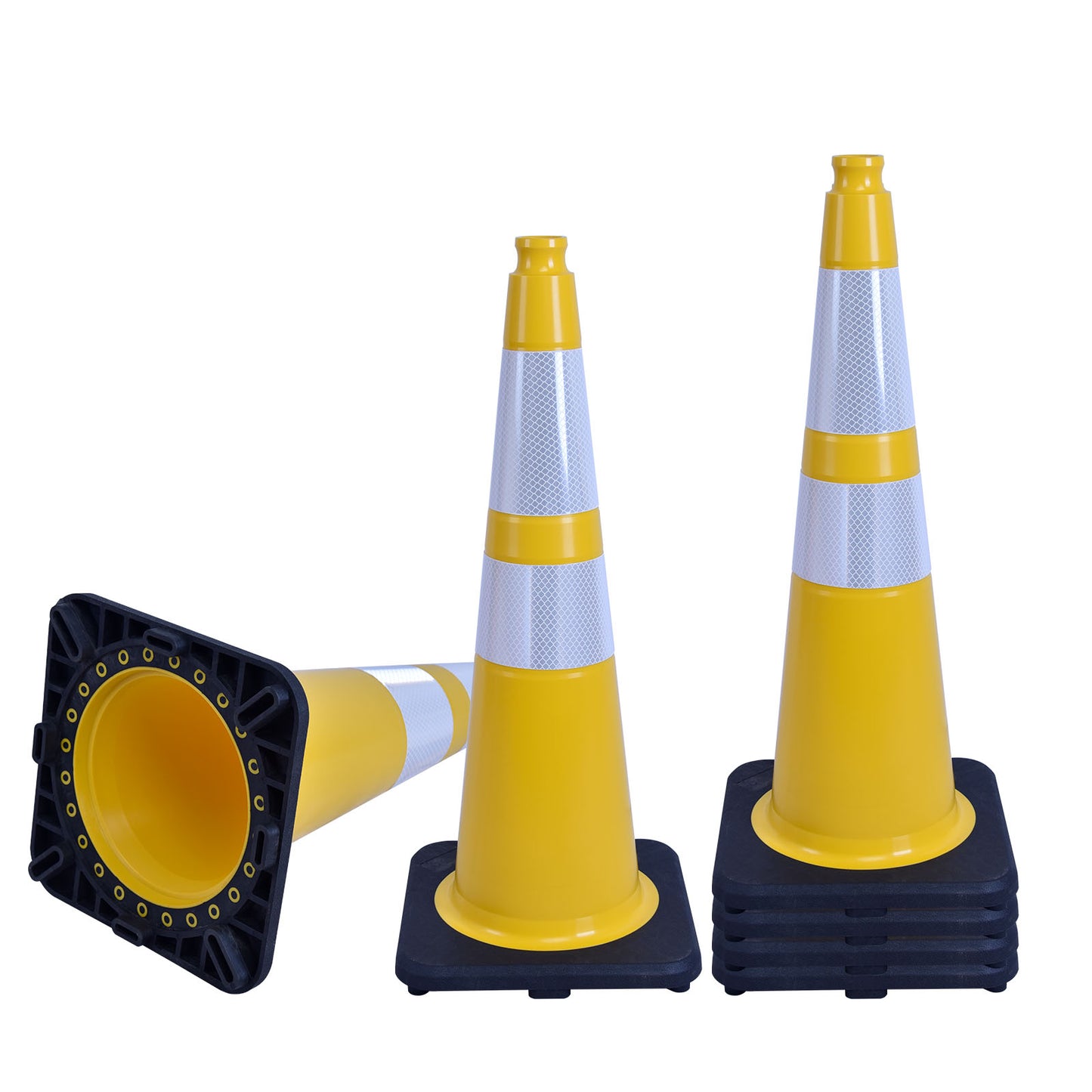 Flexible Black Base PVC Traffic Cone 12 - 36Inch with Reflective Collar