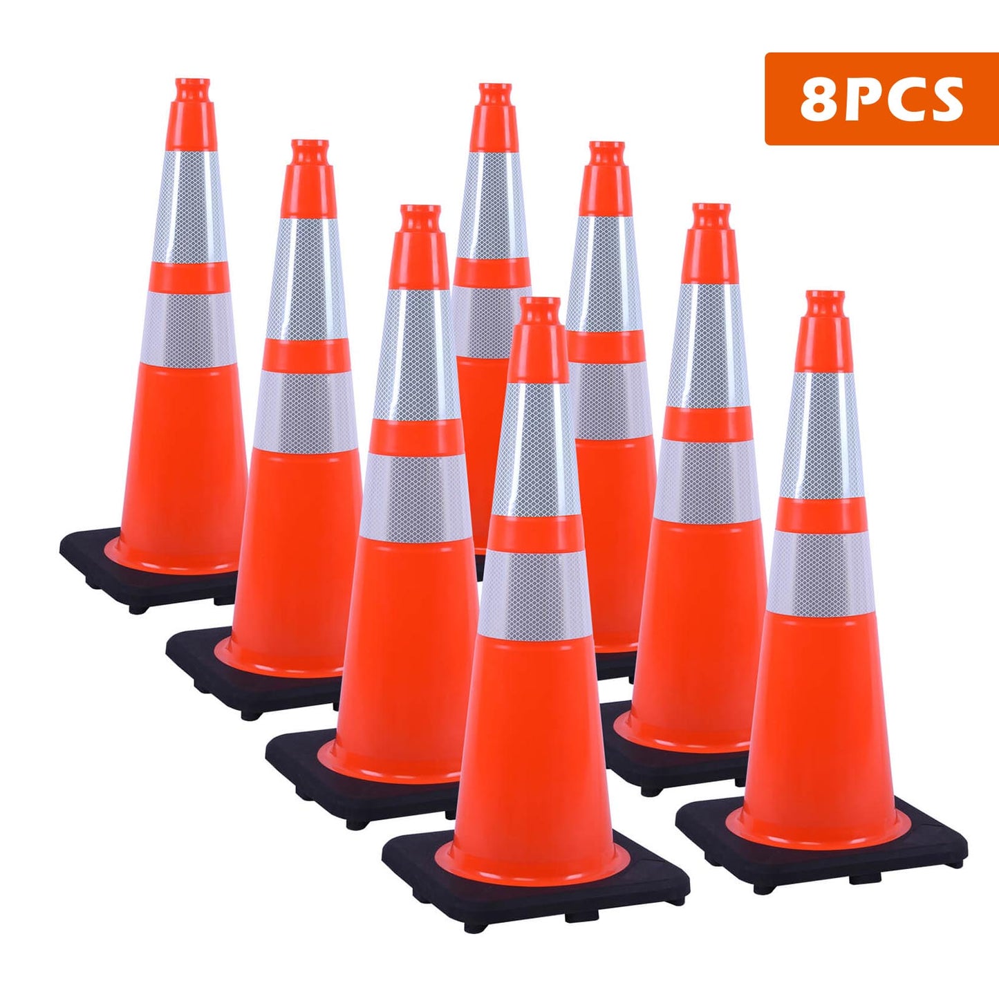 Flexible Black Base PVC Traffic Cone 12 - 36Inch with Reflective Collar
