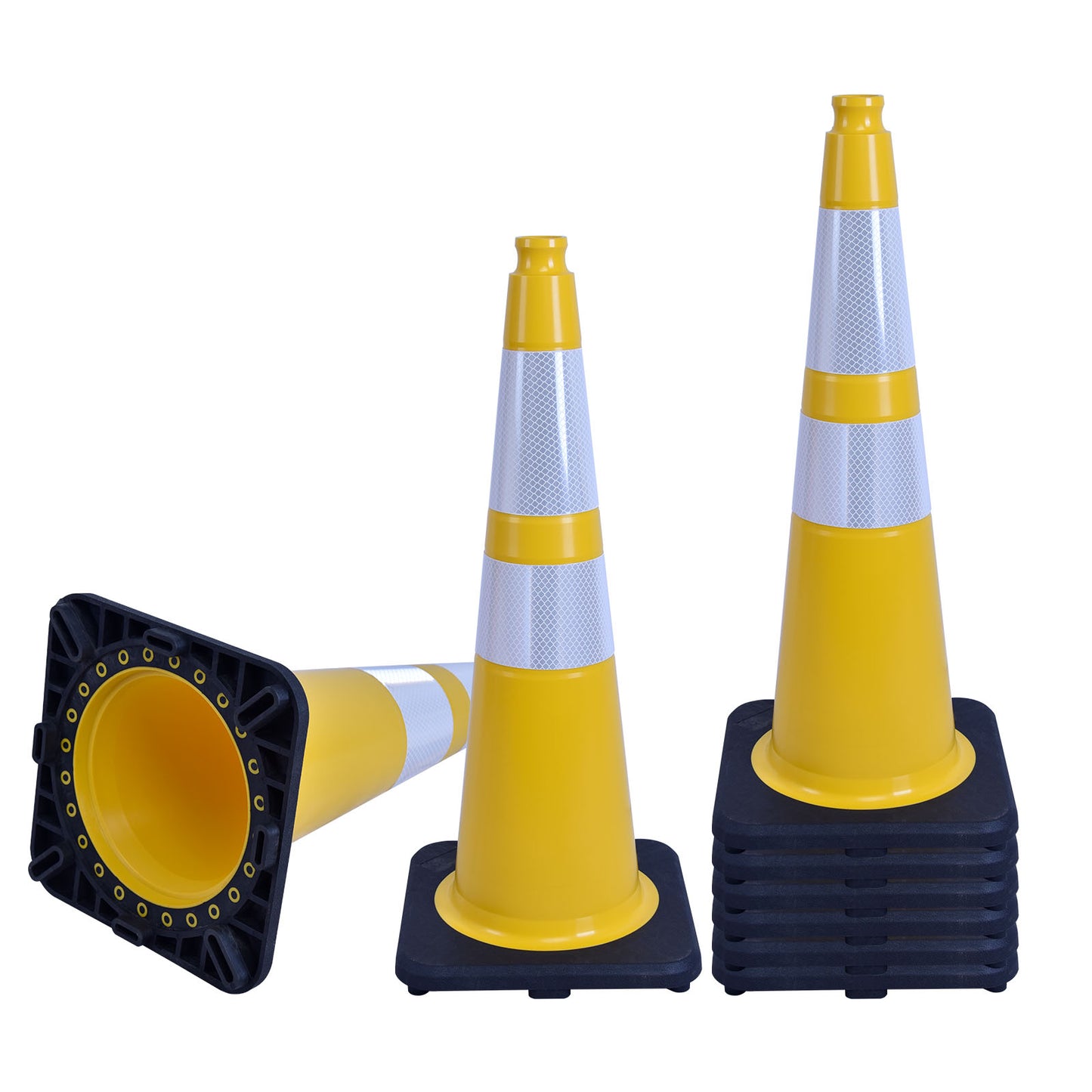 Flexible Black Base PVC Traffic Cone 12 - 36Inch with Reflective Collar
