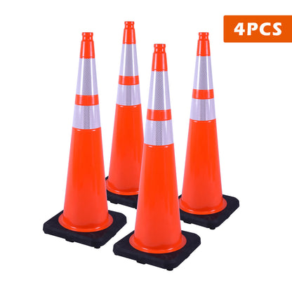 Flexible Black Base PVC Traffic Cone 12 - 36Inch with Reflective Collar