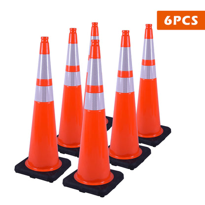 Flexible Black Base PVC Traffic Cone 12 - 36Inch with Reflective Collar