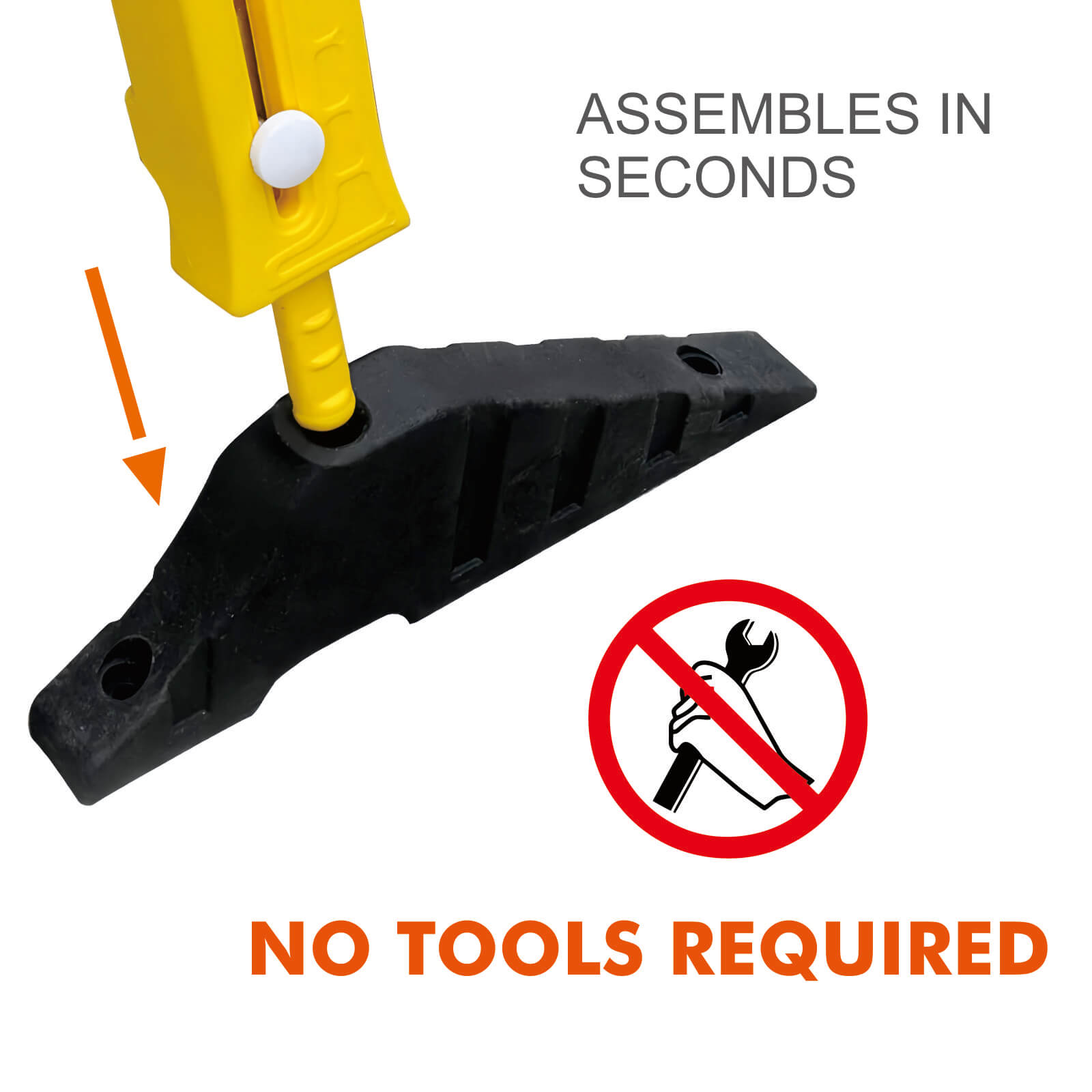 Easy assembly without tools. Anti-trip feet help to reduce trip risks. Supplied with heavy-duty rubber feet for extra stability.
