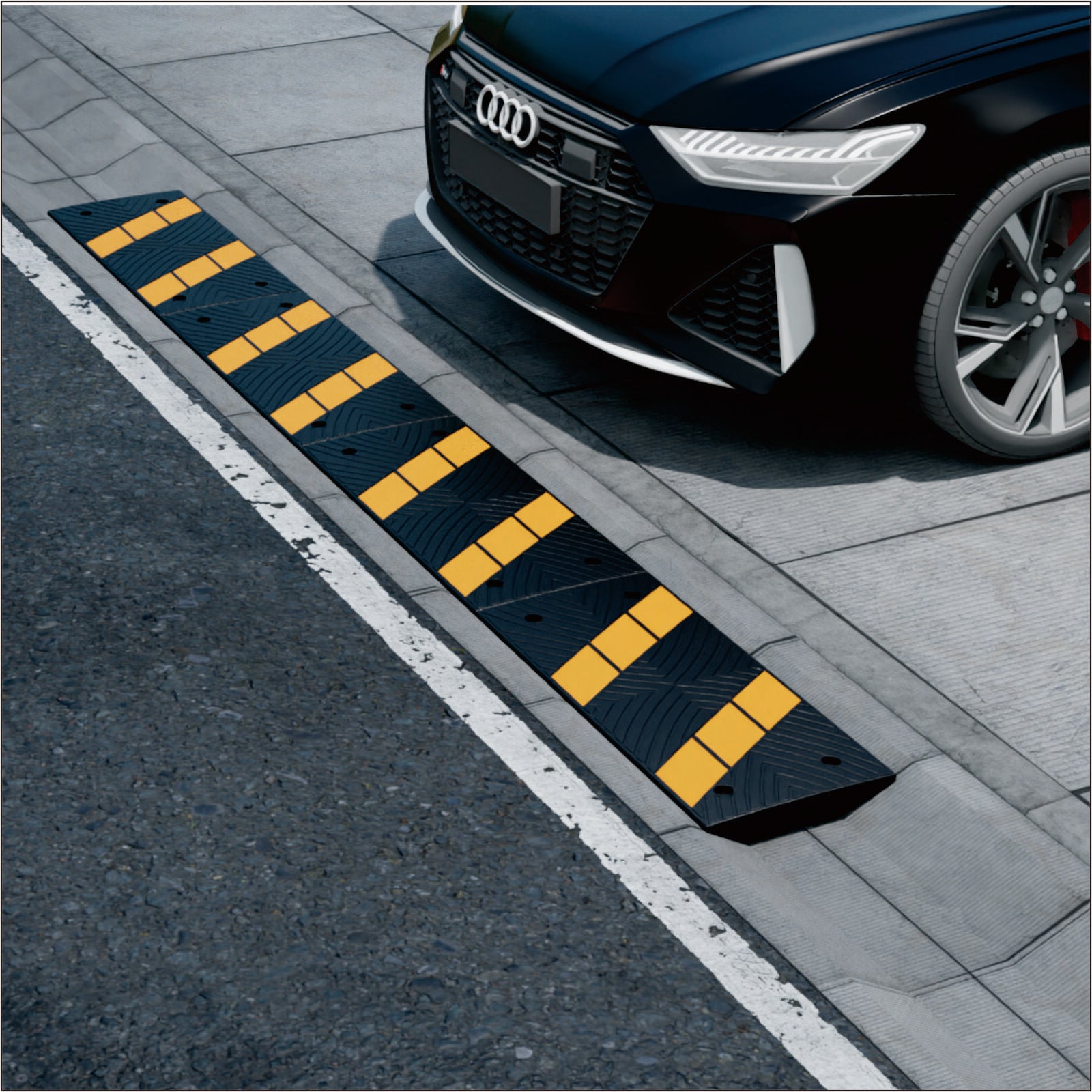 Help the vehicle easily cross the horizontal trail without causing damage. On the surface, there are two large reflected stripes, which play a warning role.