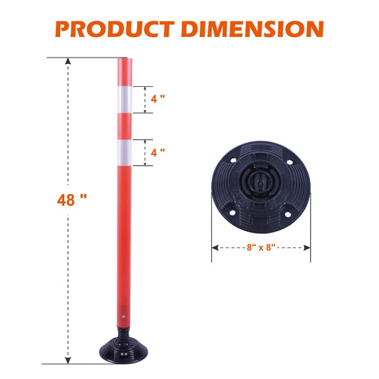 48Inch Flexible Surface Mount Delineator Post Product Dimensions.