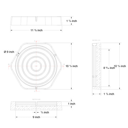 RV Leveling Pads 9Inch 2D Product Dimension.