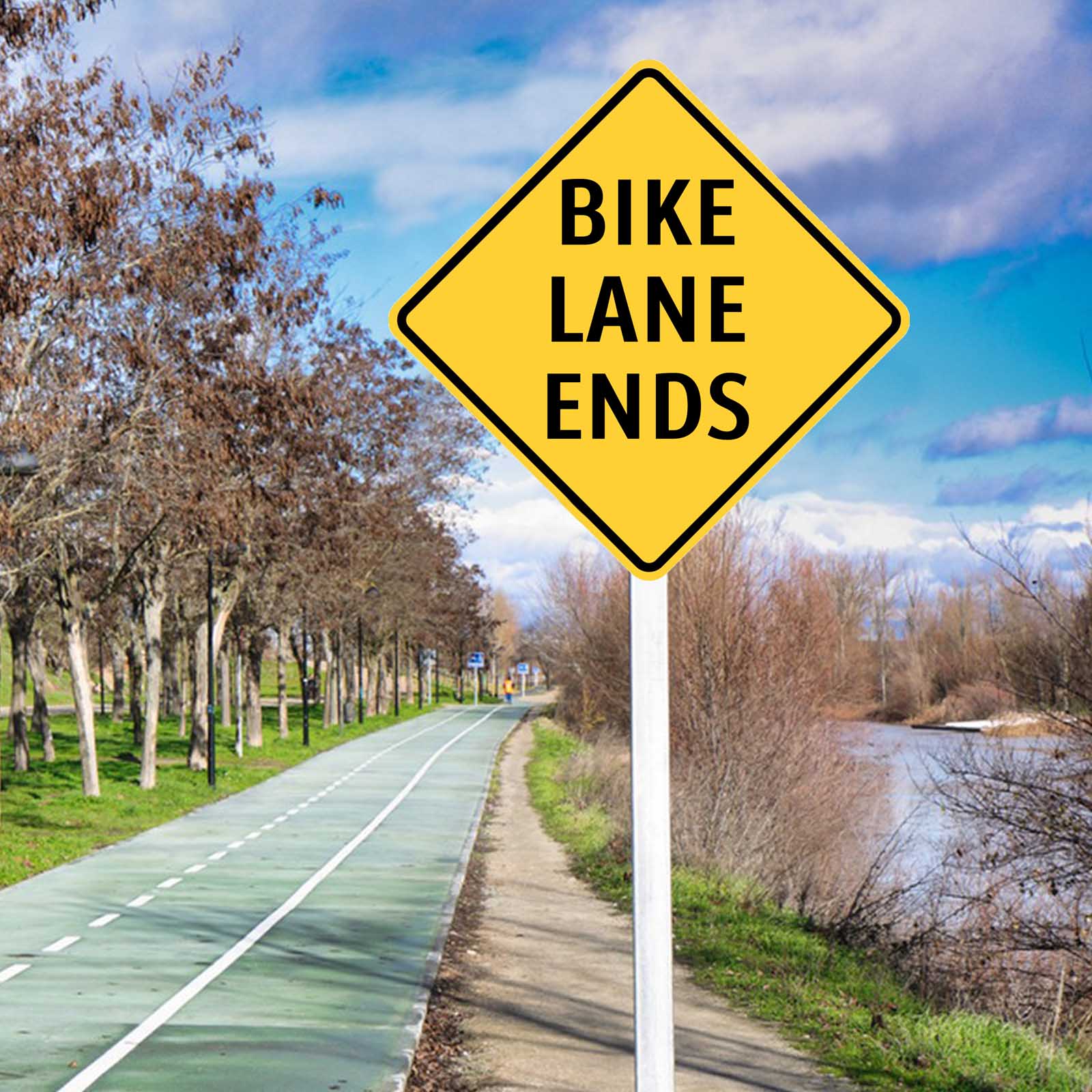 Bike Lane Ends Sign-4