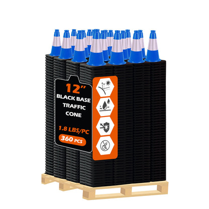 Heavy-Duty Traffic Cones 12/18/28/36 Inch, PVC Safety Cone with Reflective Stripe