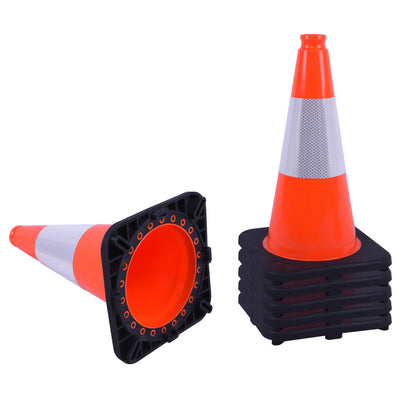 Heavy-Duty Traffic Cones 12/18/28/36 Inch, PVC Safety Cone with Reflective Stripe