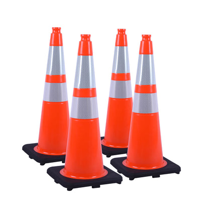 Heavy-Duty Traffic Cones 12/18/28/36 Inch, PVC Safety Cone with Reflective Stripe