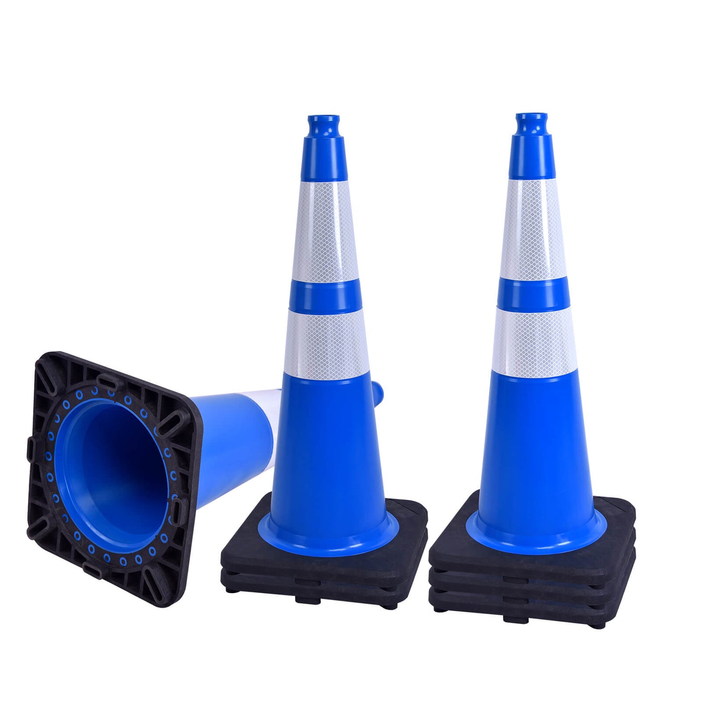 Heavy-Duty Traffic Cones 12/18/28/36 Inch, PVC Safety Cone with Reflective Stripe
