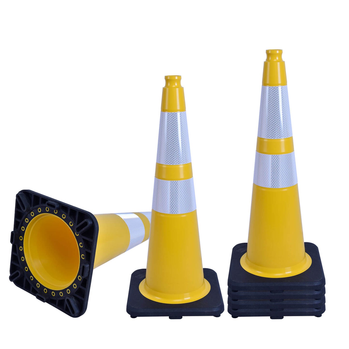 Heavy-Duty Traffic Cones 12/18/28/36 Inch, PVC Safety Cone with Reflective Stripe