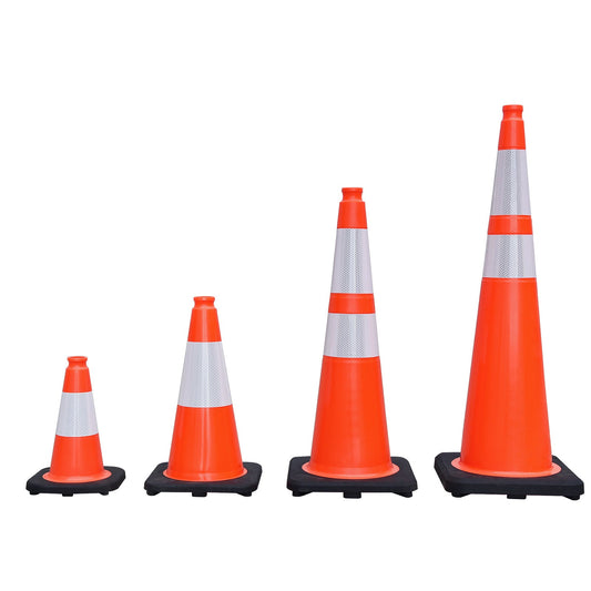 Heavy-Duty Traffic Cones 12/18/28/36 Inch, PVC Safety Cone with Reflective Stripe